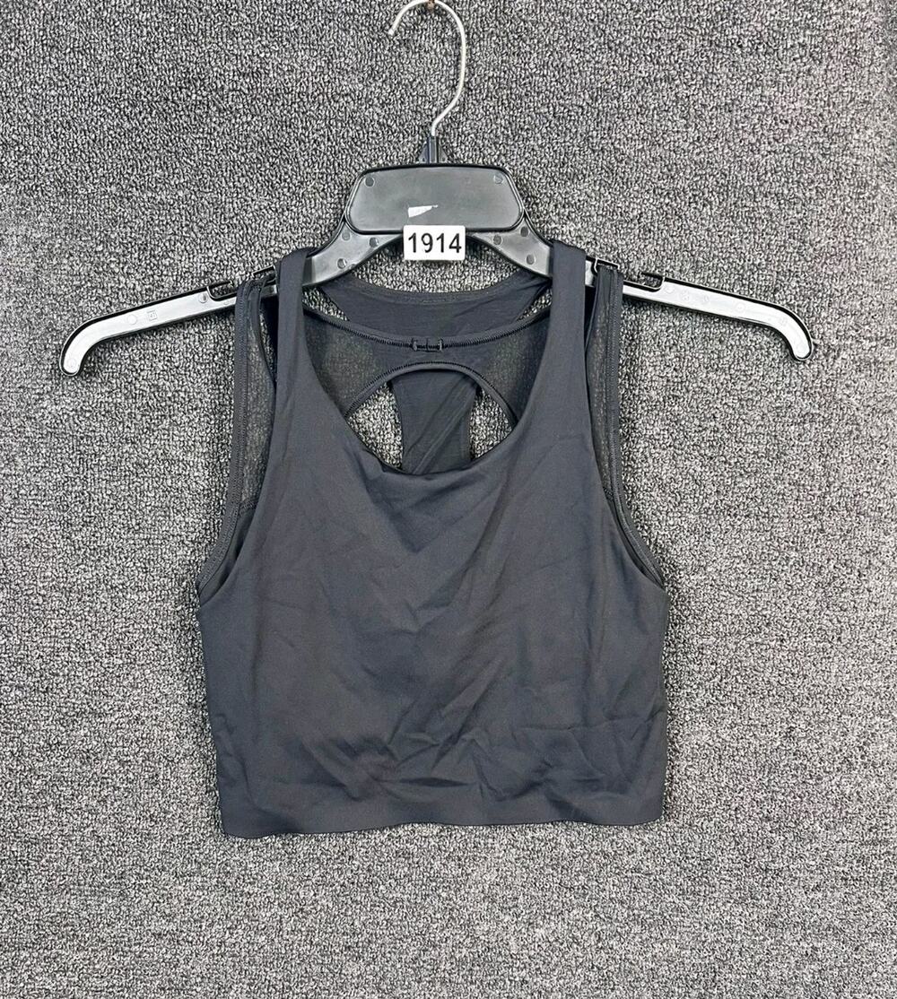 Lululemon Nulux Break Free Mesh Layered Cropped Tank Top Womens Size 4 black